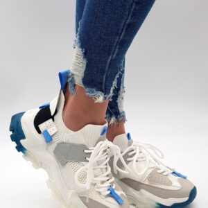 Biało niebieskie sneakersy damskie buty